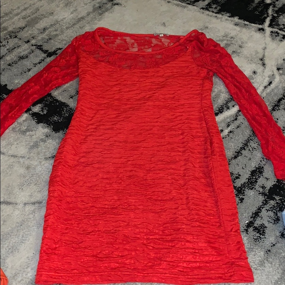 Red tight fit going out dress.
